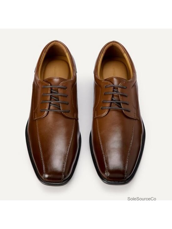 Men\'s Faux Leather Twin Seam Square Toe Derby Dress Shoes Lace-Up Oxfords